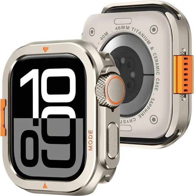 Main image of WERLEO Metal Case Compatible with Apple Watch Series 10 46mm with Back Cover, Rugged Protective Bumper Cover for iWatch 46mm Titanium