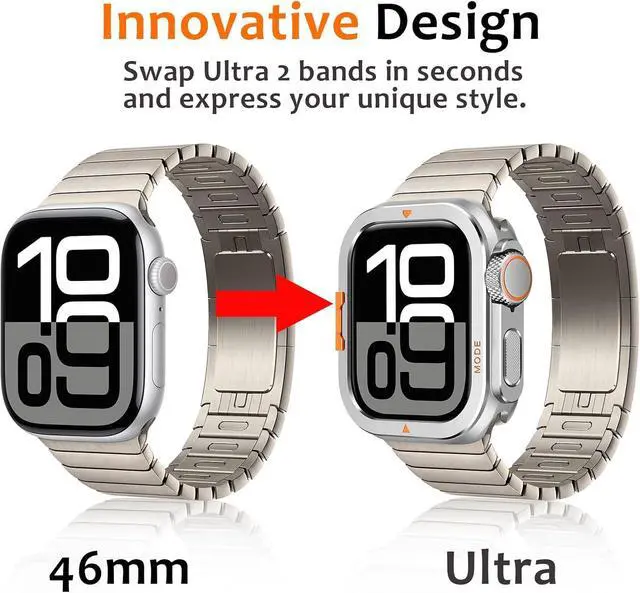 Alt view image 6 of 7 - WERLEO Metal Case Compatible with Apple Watch Series 10 46mm with Back Cover, Rugged Protective Bumper Cover for iWatch 46mm Silver