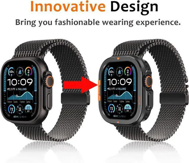 Alt view image 5 of 7 - WERLEO Metal Case Compatible with Apple Watch Ultra 2/Ultra 49mm with Back Cover, Rugged Protective Bumper Cover for iWatch 49mm