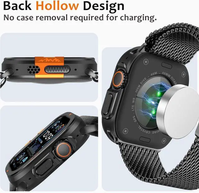 Alt view image 6 of 7 - WERLEO Metal Case Compatible with Apple Watch Ultra 2/Ultra 49mm with Back Cover, Rugged Protective Bumper Cover for iWatch 49mm