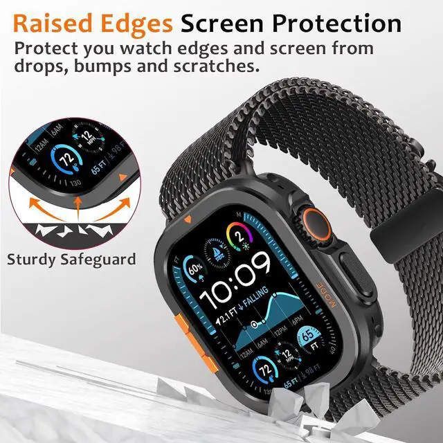 Alt view image 3 of 7 - WERLEO Metal Case Compatible with Apple Watch Ultra 2/Ultra 49mm with Back Cover, Rugged Protective Bumper Cover for iWatch 49mm