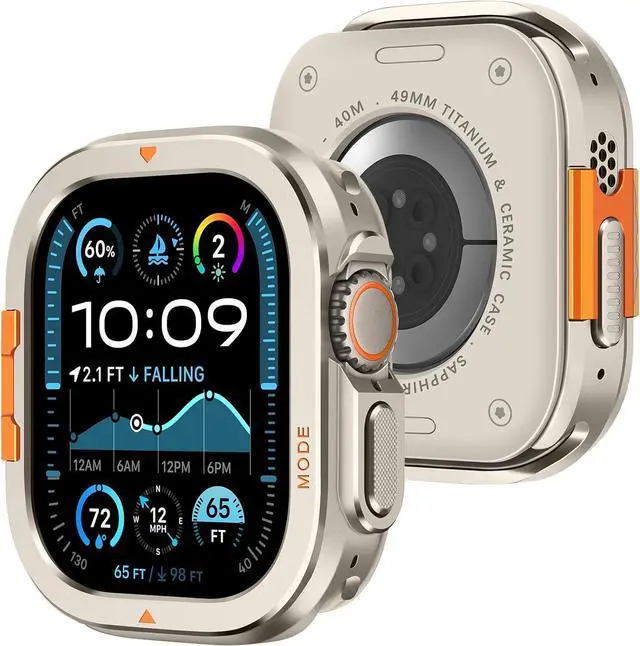 Main image of WERLEO Metal Case Compatible with Apple Watch Ultra 2/Ultra 49mm with Back Cover, Rugged Protective Bumper Cover for iWatch 49mm Titanium