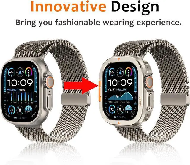 Alt view image 3 of 7 - WERLEO Metal Case Compatible with Apple Watch Ultra 2/Ultra 49mm with Back Cover, Rugged Protective Bumper Cover for iWatch 49mm Titanium