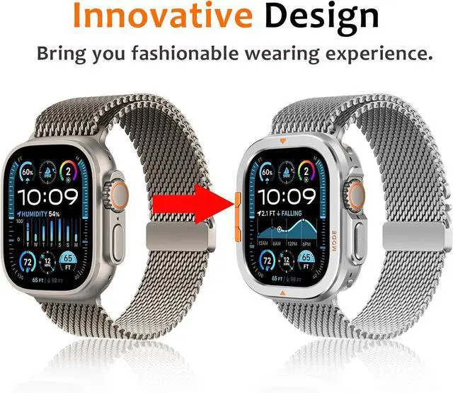 Alt view image 6 of 7 - WERLEO Metal Case Compatible with Apple Watch Ultra 2/Ultra 49mm with Back Cover, Rugged Protective Bumper Cover for iWatch 49mm Silver