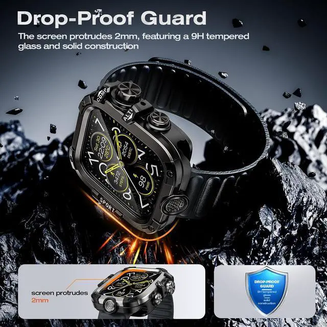 Alt view image 4 of 7 - WERLEO [2 in 1] Case for Apple Watch Series 9 Series 8 Series 7 45mm with Tempered Glass Screen Protector Waterproof Cover, 360° Protective Rugged Metal & PC Bumper for iWatch, 45mm