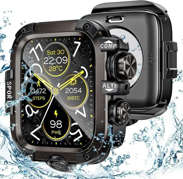 Main image of WERLEO [2 in 1] Case for Apple Watch Series 9 Series 8 Series 7 45mm with Tempered Glass Screen Protector Waterproof Cover, 360° Protective Rugged Metal & PC Bumper for iWatch, 45mm