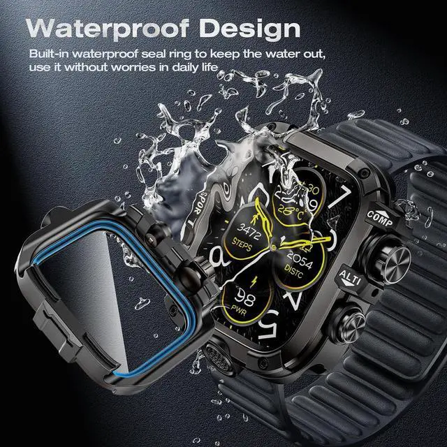 Alt view image 3 of 7 - WERLEO [2 in 1] Case for Apple Watch Series 9 Series 8 Series 7 45mm with Tempered Glass Screen Protector Waterproof Cover, 360° Protective Rugged Metal & PC Bumper for iWatch, 45mm