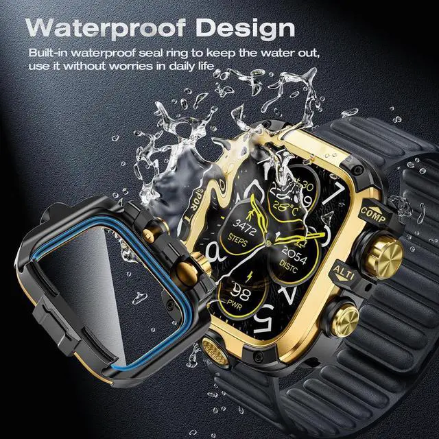 Alt view image 5 of 7 - WERLEO [2 in 1] Case for Apple Watch Series 10 (2024) 46mm with Tempered Glass Screen Protector Waterproof Cover, 360° Protective Rugged Metal & PC Bumper for iWatch, 46mm Yellow