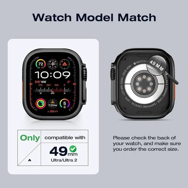 Alt view image 2 of 7 - WERLEO [2 in 1] Case for Apple Watch Ultra 2 Ultra 49mm with Tempered Glass Screen Protector Waterproof Cover, 360° Protective Rugged Metal & PC Bumper for iWatch, 49mm