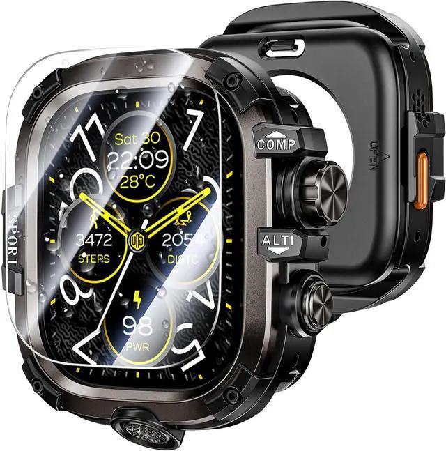Main image of WERLEO [2 in 1] Case for Apple Watch Ultra 2 Ultra 49mm with Tempered Glass Screen Protector Waterproof Cover, 360° Protective Rugged Metal & PC Bumper for iWatch, 49mm
