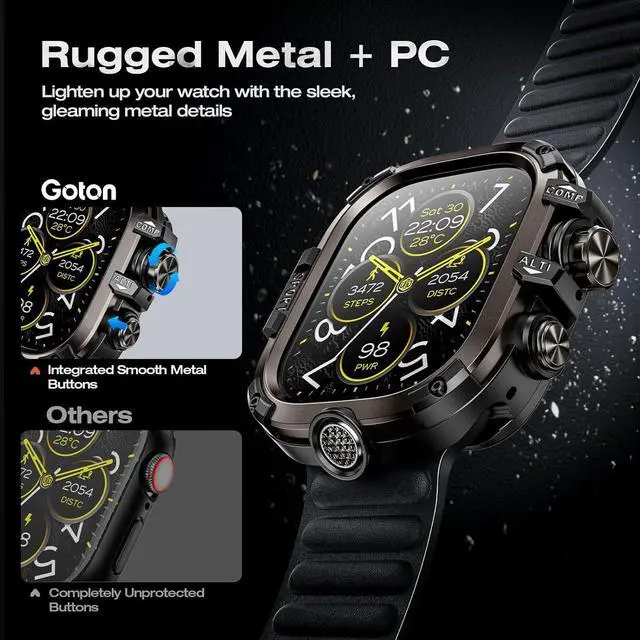 Alt view image 3 of 7 - WERLEO [2 in 1] Case for Apple Watch Ultra 2 Ultra 49mm with Tempered Glass Screen Protector Waterproof Cover, 360° Protective Rugged Metal & PC Bumper for iWatch, 49mm