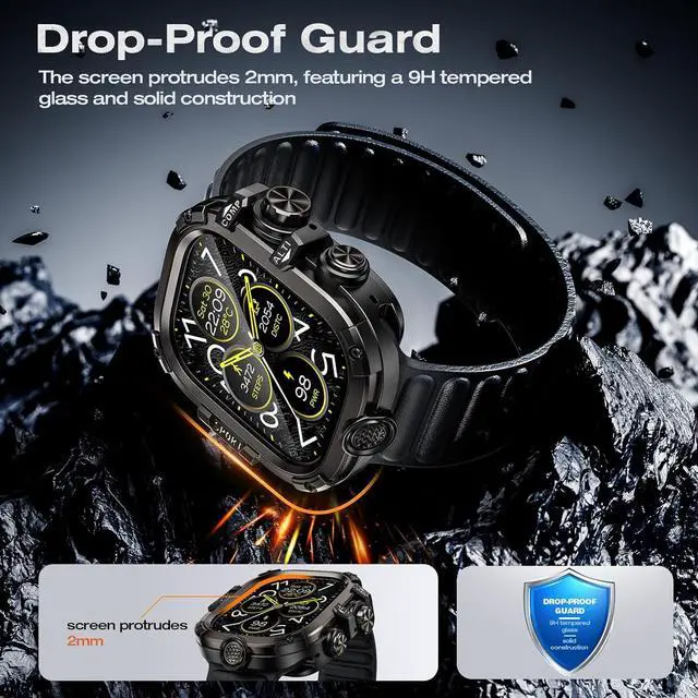 Alt view image 5 of 7 - WERLEO [2 in 1] Case for Apple Watch Ultra 2 Ultra 49mm with Tempered Glass Screen Protector Waterproof Cover, 360° Protective Rugged Metal & PC Bumper for iWatch, 49mm