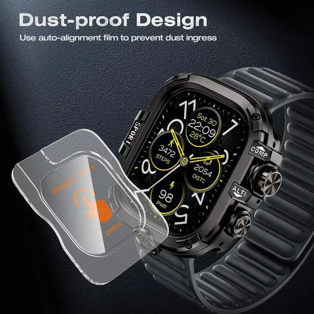 Alt view image 4 of 7 - WERLEO [2 in 1] Case for Apple Watch Ultra 2 Ultra 49mm with Tempered Glass Screen Protector Waterproof Cover, 360° Protective Rugged Metal & PC Bumper for iWatch, 49mm
