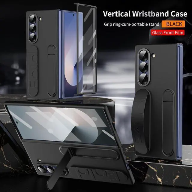 Alt view image 4 of 7 - WERLEO Case for Samsung Galaxy Z Fold 7 with Wristband Stand, Bulit-in Screen & Lens Protector Shockproof Full Body Drop Fall Protection Cover