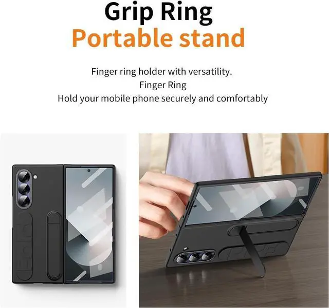 Alt view image 3 of 7 - WERLEO Case for Samsung Galaxy Z Fold 7 with Wristband Stand, Bulit-in Screen & Lens Protector Shockproof Full Body Drop Fall Protection Cover