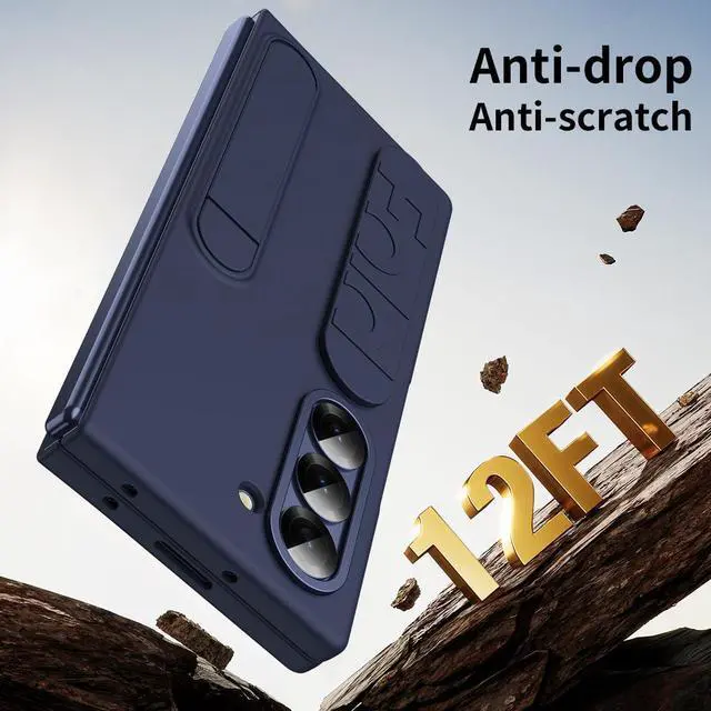 Alt view image 7 of 7 - WERLEO Case for Samsung Galaxy Z Fold 7 with Wristband Stand, Bulit-in Screen & Lens Protector Shockproof Full Body Drop Fall Protection Cover Blue