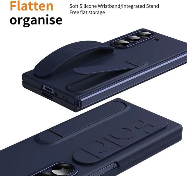 Alt view image 4 of 7 - WERLEO Case for Samsung Galaxy Z Fold 7 with Wristband Stand, Bulit-in Screen & Lens Protector Shockproof Full Body Drop Fall Protection Cover Blue