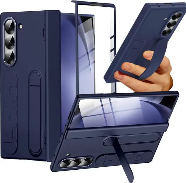 Main image of WERLEO Case for Samsung Galaxy Z Fold 7 with Wrist Strap Kickstand & Screen Protector, Shock-Absorption Hinge Protector for Galaxy Z Fold 7 Shockproof Phone Cover Blue