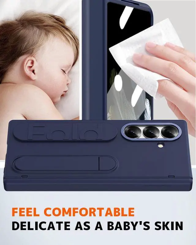 Alt view image 7 of 7 - WERLEO Case for Samsung Galaxy Z Fold 7 with Wrist Strap Kickstand & Screen Protector, Shock-Absorption Hinge Protector for Galaxy Z Fold 7 Shockproof Phone Cover Blue