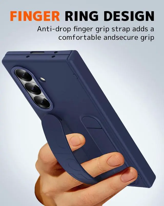 Alt view image 4 of 7 - WERLEO Case for Samsung Galaxy Z Fold 7 with Wrist Strap Kickstand & Screen Protector, Shock-Absorption Hinge Protector for Galaxy Z Fold 7 Shockproof Phone Cover Blue