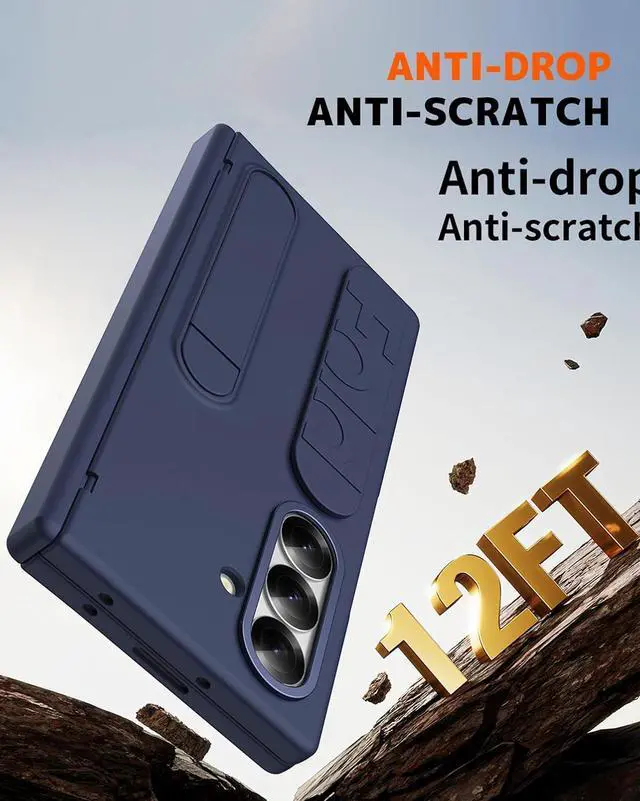 Alt view image 3 of 7 - WERLEO Case for Samsung Galaxy Z Fold 7 with Wrist Strap Kickstand & Screen Protector, Shock-Absorption Hinge Protector for Galaxy Z Fold 7 Shockproof Phone Cover Blue