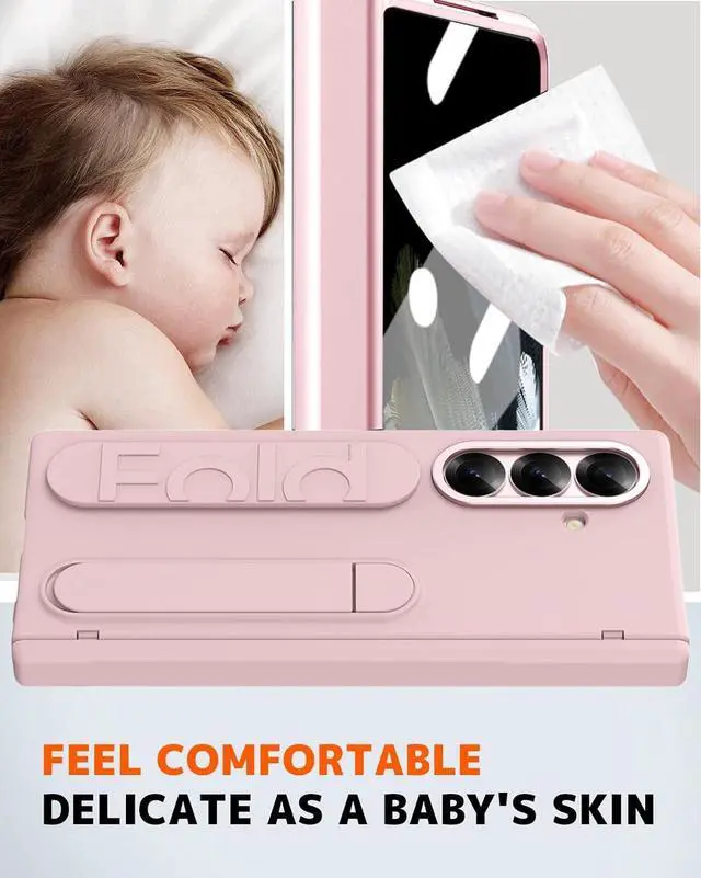 Alt view image 6 of 7 - WERLEO Case for Samsung Galaxy Z Fold 7 with Wrist Strap Kickstand & Screen Protector, Shock-Absorption Hinge Protector for Galaxy Z Fold 7 Shockproof Phone Cover Pink