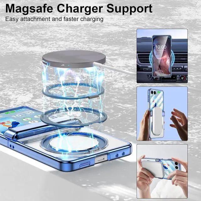 Alt view image 5 of 7 - WERLEO Case for Galaxy Z Flip 7, Compatible with MagSafe, Built-in Kickstand & Screen Protector & Hinge Protection, Slim Protective Phone Case Plating Cover for Samsung Galaxy Z Flip 7