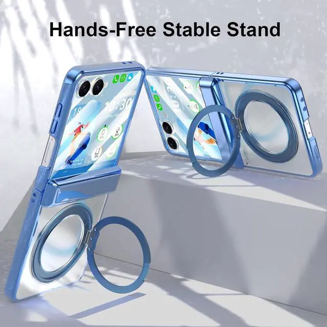 Alt view image 6 of 7 - WERLEO Case for Galaxy Z Flip 7, Compatible with MagSafe, Built-in Kickstand & Screen Protector & Hinge Protection, Slim Protective Phone Case Plating Cover for Samsung Galaxy Z Flip 7