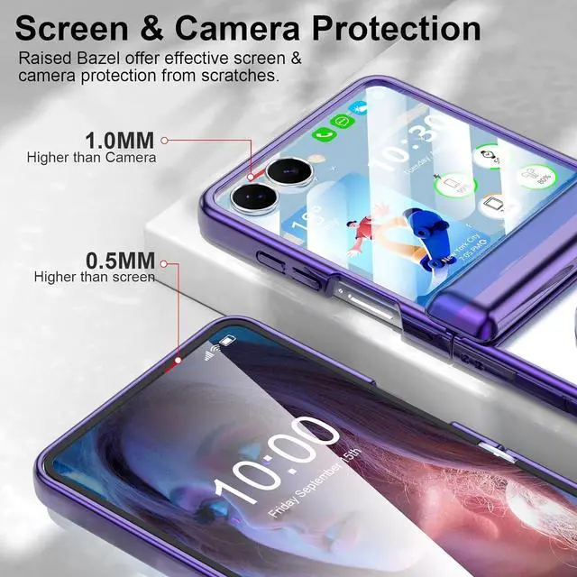 Alt view image 5 of 7 - WERLEO Case for Galaxy Z Flip 7, Compatible with MagSafe, Built-in Kickstand & Screen Protector & Hinge Protection, Slim Protective Phone Case Plating Cover for Samsung Galaxy Z Flip 7 Purple