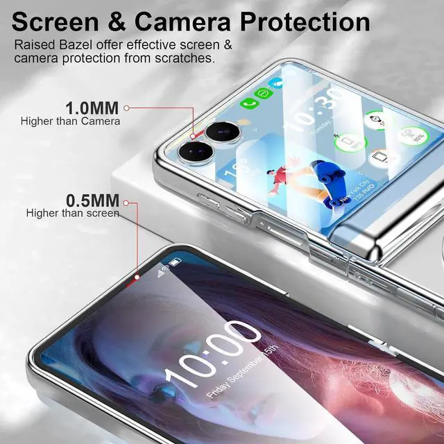 Alt view image 5 of 7 - WERLEO Case for Galaxy Z Flip 7, Compatible with MagSafe, Built-in Kickstand & Screen Protector & Hinge Protection, Slim Protective Phone Case Plating Cover for Samsung Galaxy Z Flip 7 Silver