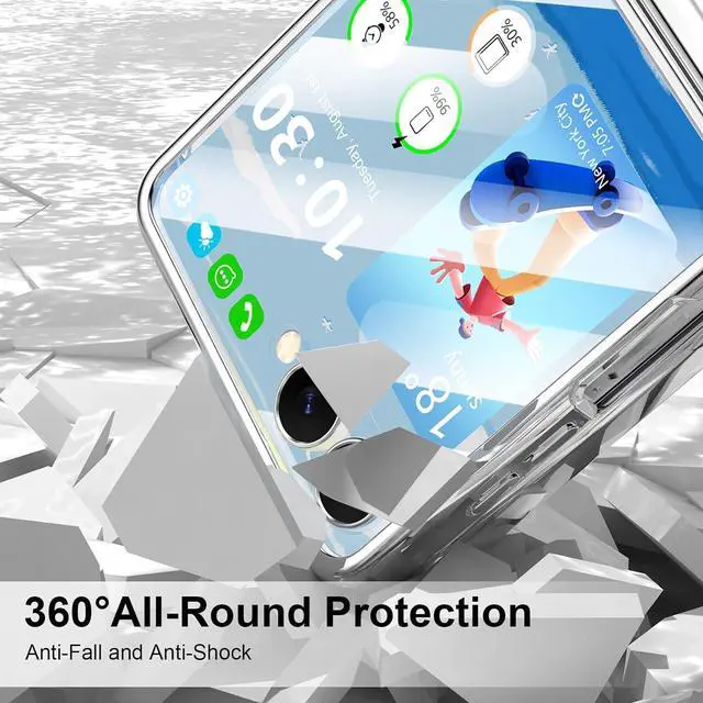 Alt view image 4 of 7 - WERLEO Case for Galaxy Z Flip 7, Compatible with MagSafe, Built-in Kickstand & Screen Protector & Hinge Protection, Slim Protective Phone Case Plating Cover for Samsung Galaxy Z Flip 7 Silver