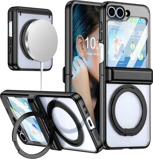 Main image of WERLEO Case for Galaxy Z Flip 7 FE/Flip 6/5, Compatible with MagSafe, Built-in Kickstand & Screen Protector & Hinge Protection, Protective Phone Case Plating Cover for Samsung Galaxy Z Flip 7 FE/6/5