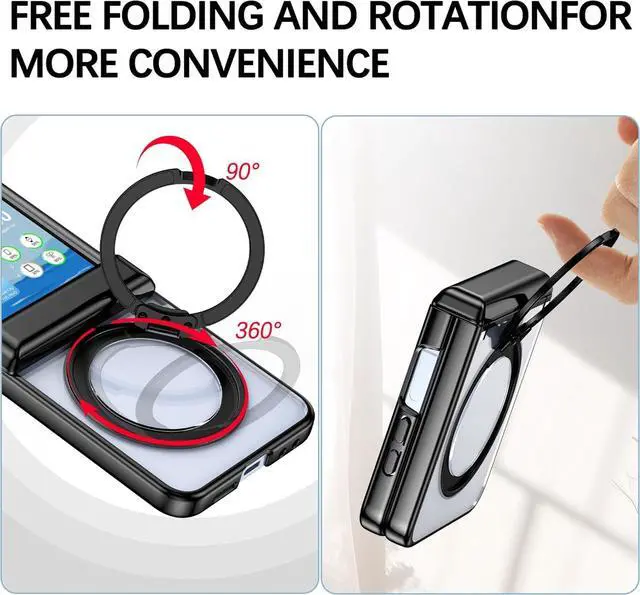 Alt view image 3 of 6 - WERLEO Case for Galaxy Z Flip 7 FE/Flip 6/5, Compatible with MagSafe, Built-in Kickstand & Screen Protector & Hinge Protection, Protective Phone Case Plating Cover for Samsung Galaxy Z Flip 7 FE/6/5