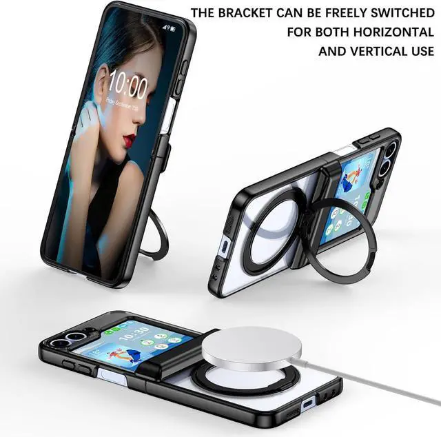 Alt view image 2 of 6 - WERLEO Case for Galaxy Z Flip 7 FE/Flip 6/5, Compatible with MagSafe, Built-in Kickstand & Screen Protector & Hinge Protection, Protective Phone Case Plating Cover for Samsung Galaxy Z Flip 7 FE/6/5