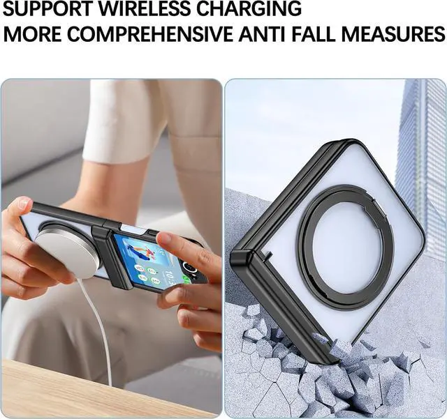 Alt view image 4 of 6 - WERLEO Case for Galaxy Z Flip 7 FE/Flip 6/5, Compatible with MagSafe, Built-in Kickstand & Screen Protector & Hinge Protection, Protective Phone Case Plating Cover for Samsung Galaxy Z Flip 7 FE/6/5