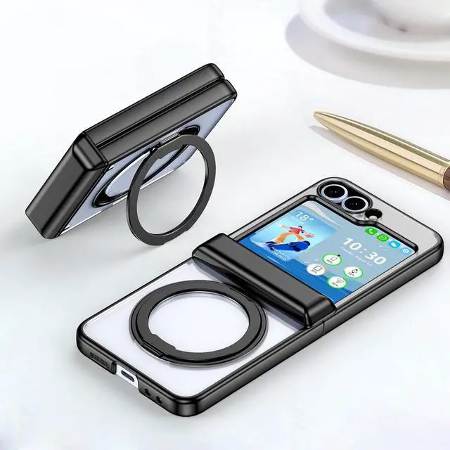 Alt view image 6 of 6 - WERLEO Case for Galaxy Z Flip 7 FE/Flip 6/5, Compatible with MagSafe, Built-in Kickstand & Screen Protector & Hinge Protection, Protective Phone Case Plating Cover for Samsung Galaxy Z Flip 7 FE/6/5