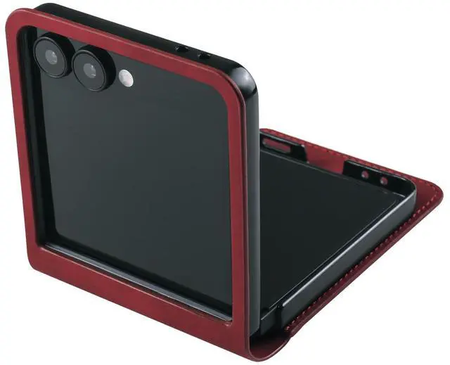 Alt view image 2 of 6 - WERLEO Case for Samsung Galaxy Z Flip 7 Premium PU Leather Phone Cover with Card Holder Stand, Shockproof Flip Wallet Cover Red