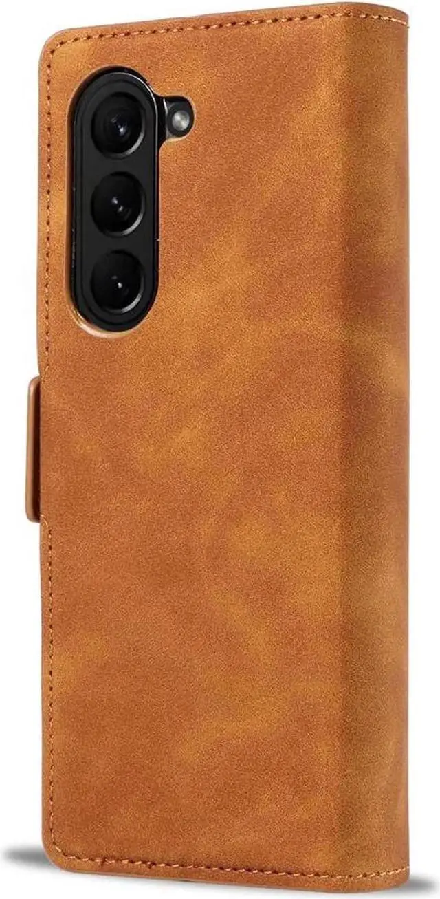 Alt view image 5 of 6 - WERLEO Case for Samsung Galaxy Z Fold 7 Premium PU Leather Phone Cover with Card Holder Stand, Shockproof Flip Wallet Cover Brown