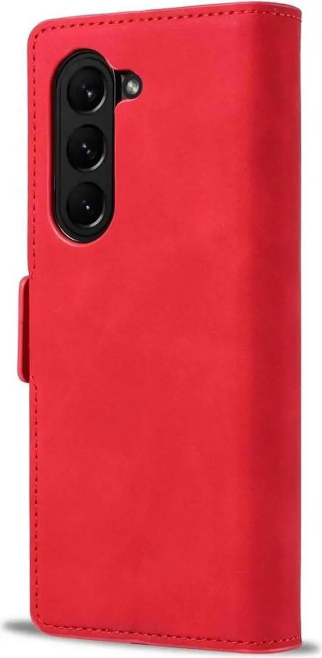 Alt view image 6 of 6 - WERLEO Case for Samsung Galaxy Z Fold 7 Premium PU Leather Phone Cover with Card Holder Stand, Shockproof Flip Wallet Cover Red