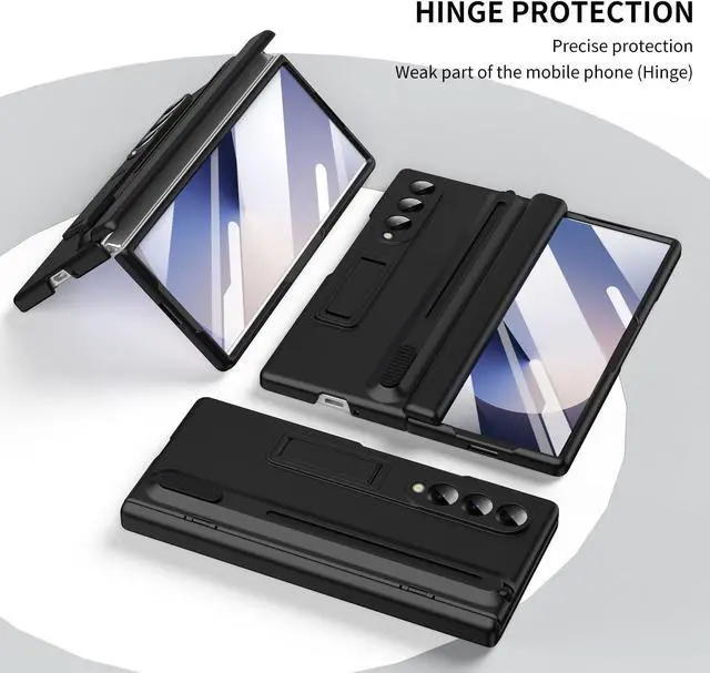 Alt view image 5 of 7 - WERLEO Case for Samsung Galaxy Z Fold 3 with S Pen Holder and Stylus & Invisible Kickstand, Full Body Hinge Built-in Screen Protector Fold3 Phone Cover for Samsung Z Fold 3 Case with S Pen Slot