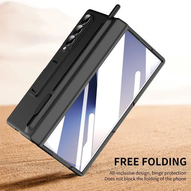 Alt view image 7 of 7 - WERLEO Case for Samsung Galaxy Z Fold 3 with S Pen Holder and Stylus & Invisible Kickstand, Full Body Hinge Built-in Screen Protector Fold3 Phone Cover for Samsung Z Fold 3 Case with S Pen Slot