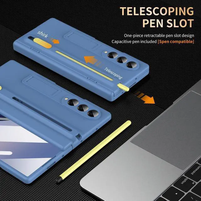 Alt view image 4 of 7 - WERLEO Case for Samsung Galaxy Z Fold 3 with S Pen Holder and Stylus & Invisible Kickstand, Full Body Hinge Built-in Screen Protector Fold3 Phone Cover for Samsung Z Fold 3 Case with S Pen Slot