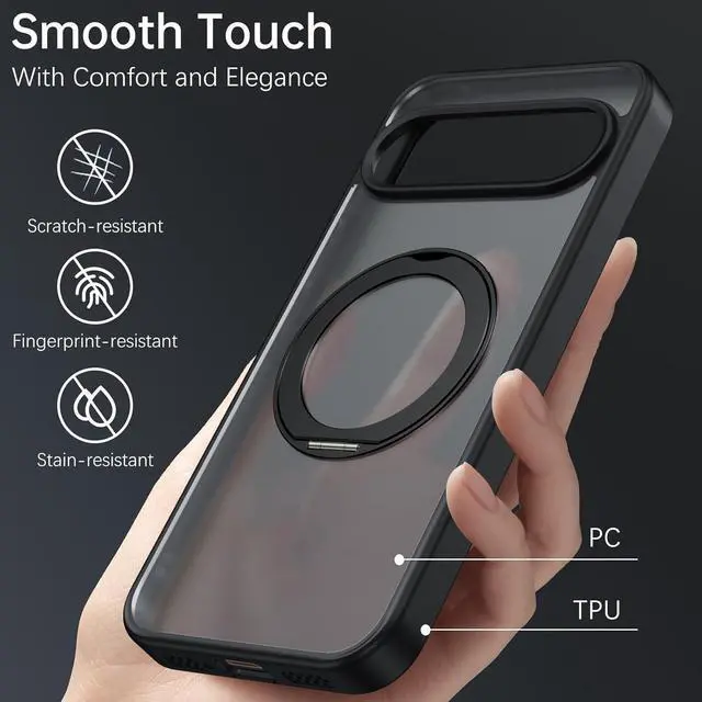 Alt view image 7 of 7 - WERLEO Magnetic Case  for Google Pixel 10/10 Pro with 360° Rotatable Stand [Compatible with Mag Safe], Translucent Matte Military Shockproof Protective Cover for Google Pixel 10/10 Pro