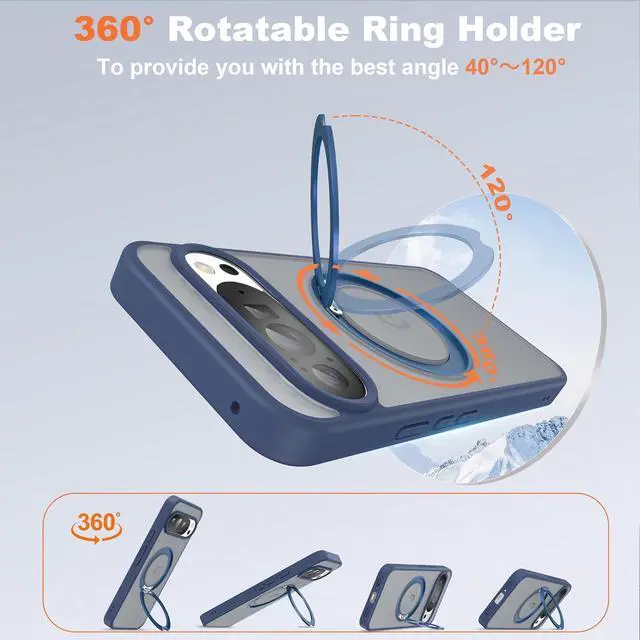 Alt view image 2 of 7 - WERLEO Compatible with Google Pixel 10/Pixel 10 Pro Case with 360° Magnetic Ring Stand [Compatible with Mag-Safe] Shockproof Translucent Phone Case 6.3" for Women Men Blue