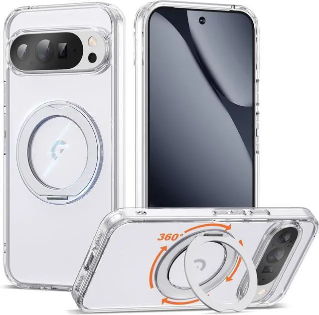 Main image of WERLEO Compatible with Google Pixel 9 Pro XL/Pixel 10 Pro XL Case with 360° Magnetic Ring Stand [Compatible with Mag-Safe] Shockproof Translucent Phone Case 6.8" for Women Men Clear