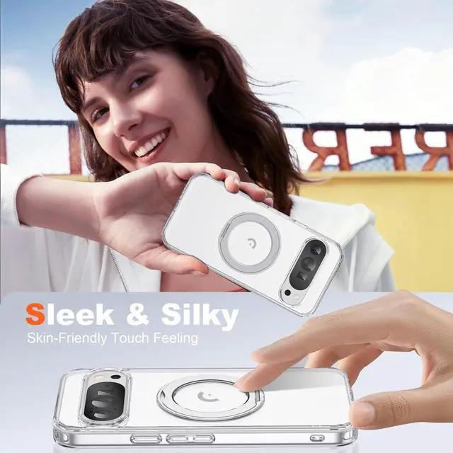 Alt view image 4 of 7 - WERLEO Compatible with Google Pixel 9 Pro XL/Pixel 10 Pro XL Case with 360° Magnetic Ring Stand [Compatible with Mag-Safe] Shockproof Translucent Phone Case 6.8" for Women Men Clear