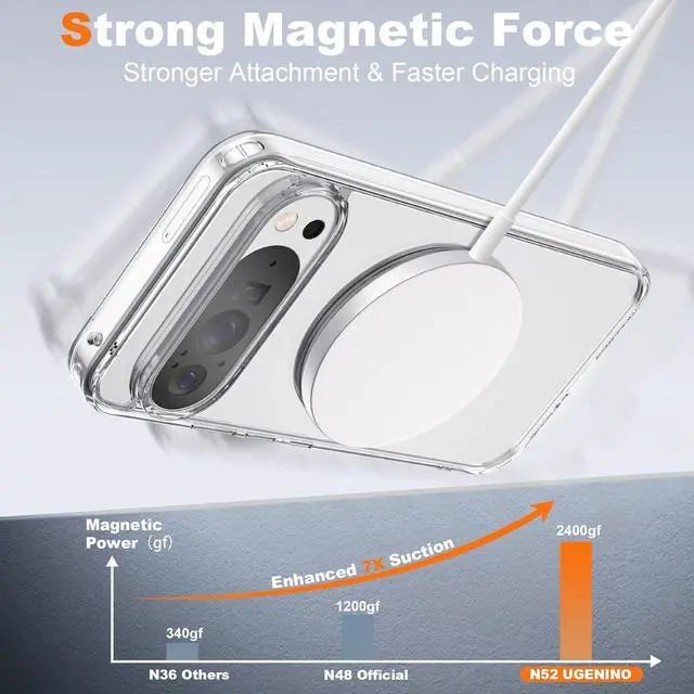 Alt view image 5 of 7 - WERLEO Compatible with Google Pixel 9 Pro XL/Pixel 10 Pro XL Case with 360° Magnetic Ring Stand [Compatible with Mag-Safe] Shockproof Translucent Phone Case 6.8" for Women Men Clear