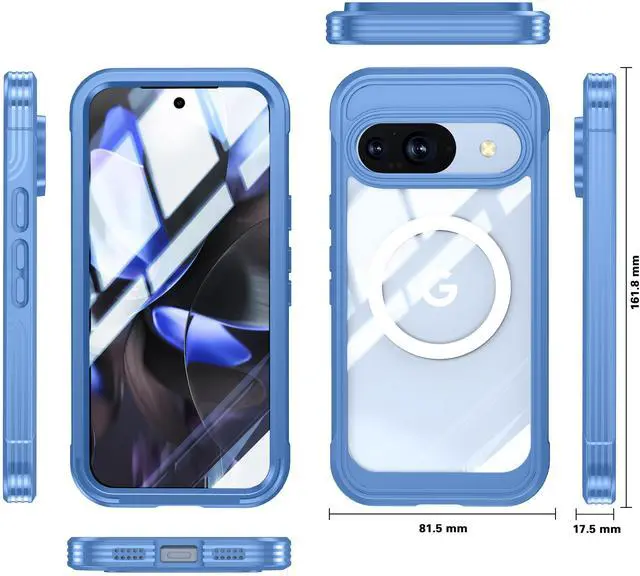 Alt view image 4 of 4 - Magnetic Case for Google Pixel 10 / Pixel 10 Pro, Compatible MagSafe, 360 Degree Full Cover Built-in Screen Protector and Camera Protector,Full Body Phone Cover for Pixel 10 / Pixel 10 Pro 6.3" Blue