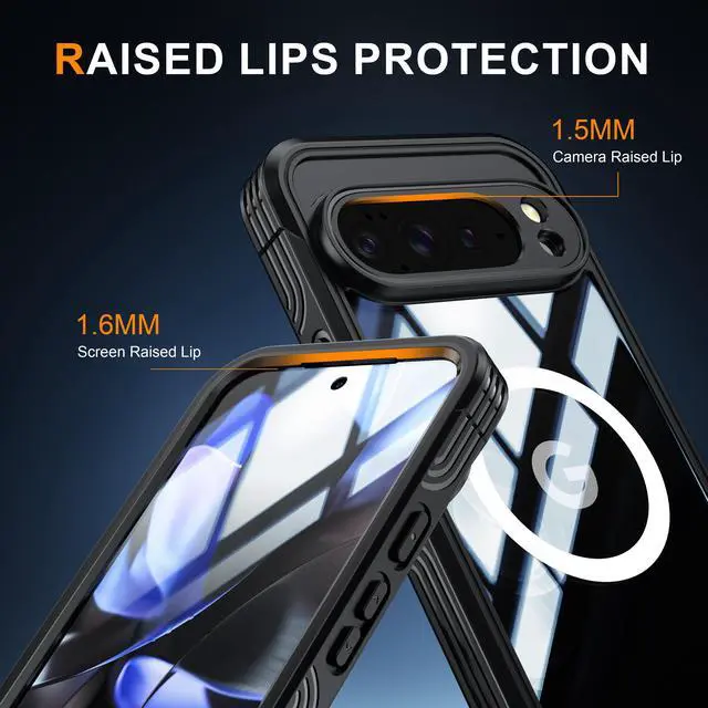 Alt view image 3 of 7 - WERLEO Magnetic Case for Google Pixel 10 Pro XL 6.8" Compatible MagSafe, 360 Degree Full Cover Built-in Screen Protector and Camera Protector,Full Body Phone Cover Black