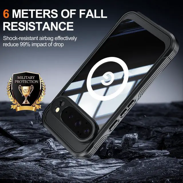 Alt view image 4 of 7 - WERLEO Magnetic Case for Google Pixel 10 Pro XL 6.8" Compatible MagSafe, 360 Degree Full Cover Built-in Screen Protector and Camera Protector,Full Body Phone Cover Black